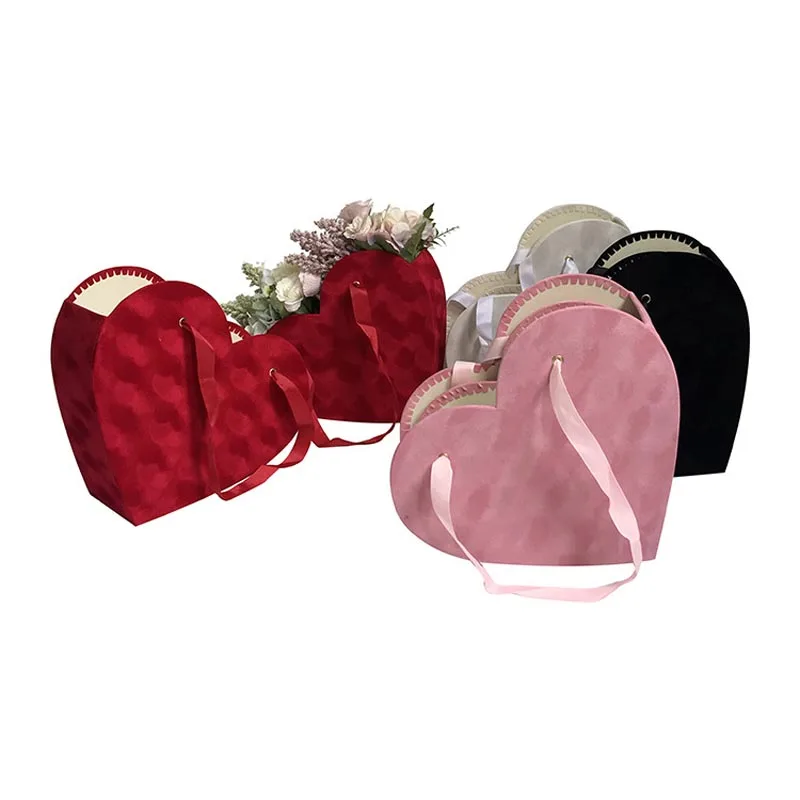 

2pcs/setDiamond flannel heart-shaped hand-made flower gift box with hand gift box flower box gift decoration halloween christmas