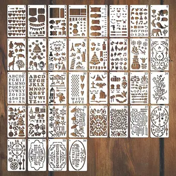

36pcs/set Journal Drawing Template Stencil Painting Embossing Scrapbooking DIY Diary Decorative
