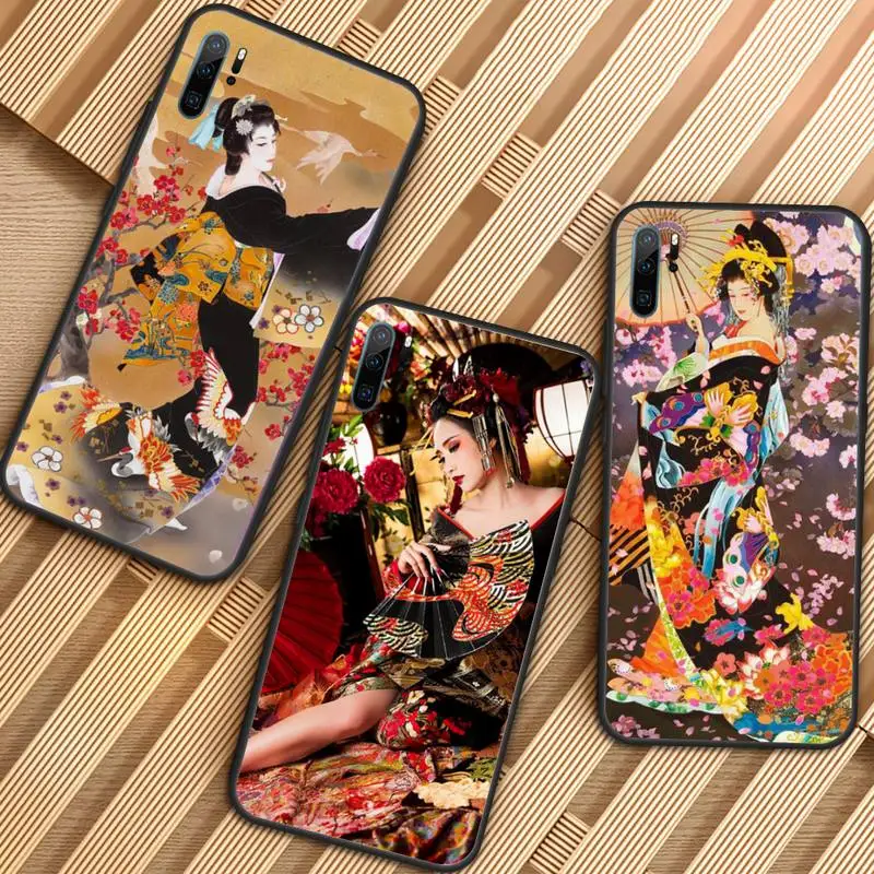 

Japanese geisha Luxury Unique Design Phone Case For Huawei honor Mate P 9 10 20 30 40 Pro 10i 7 8 a x Lite nova 5t