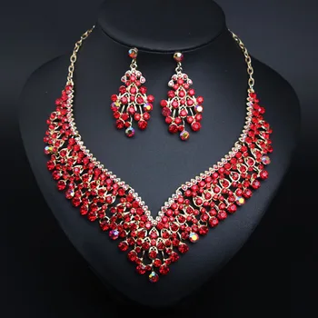 

New Arrival Women Jewelry Sets Luxury Crystal Clavicle Chain Necklace and Earrings Set for Bridal Wedding Jewelry Sets Bisuteria