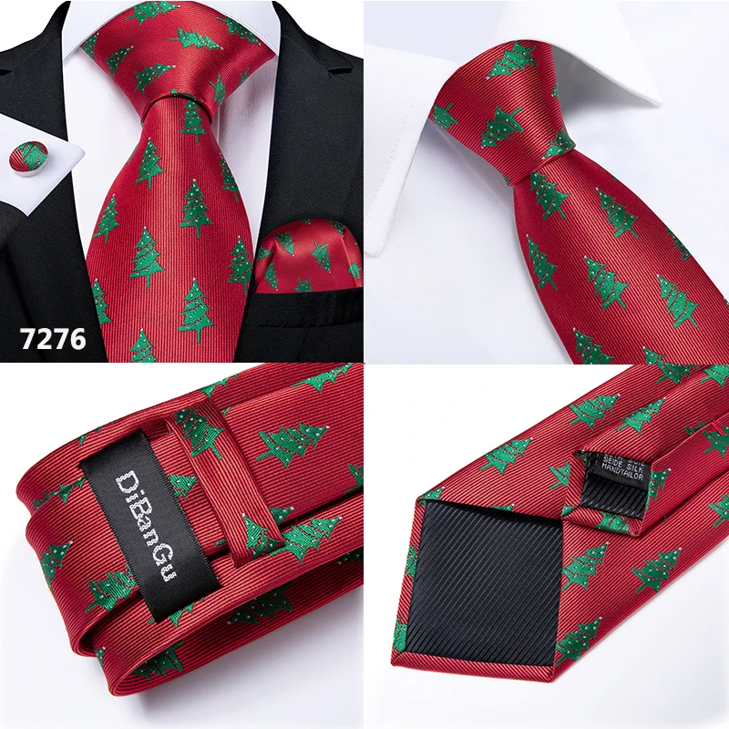 Подарок, мужской галстук, красный, зеленый, снеговик, дерево, животное, Шелковый, Рождественский галстук для мужчин, на Хэллоуин, DiBanGu, новинка, дизайн, носовой платок, запонки, мужской галстук, набор