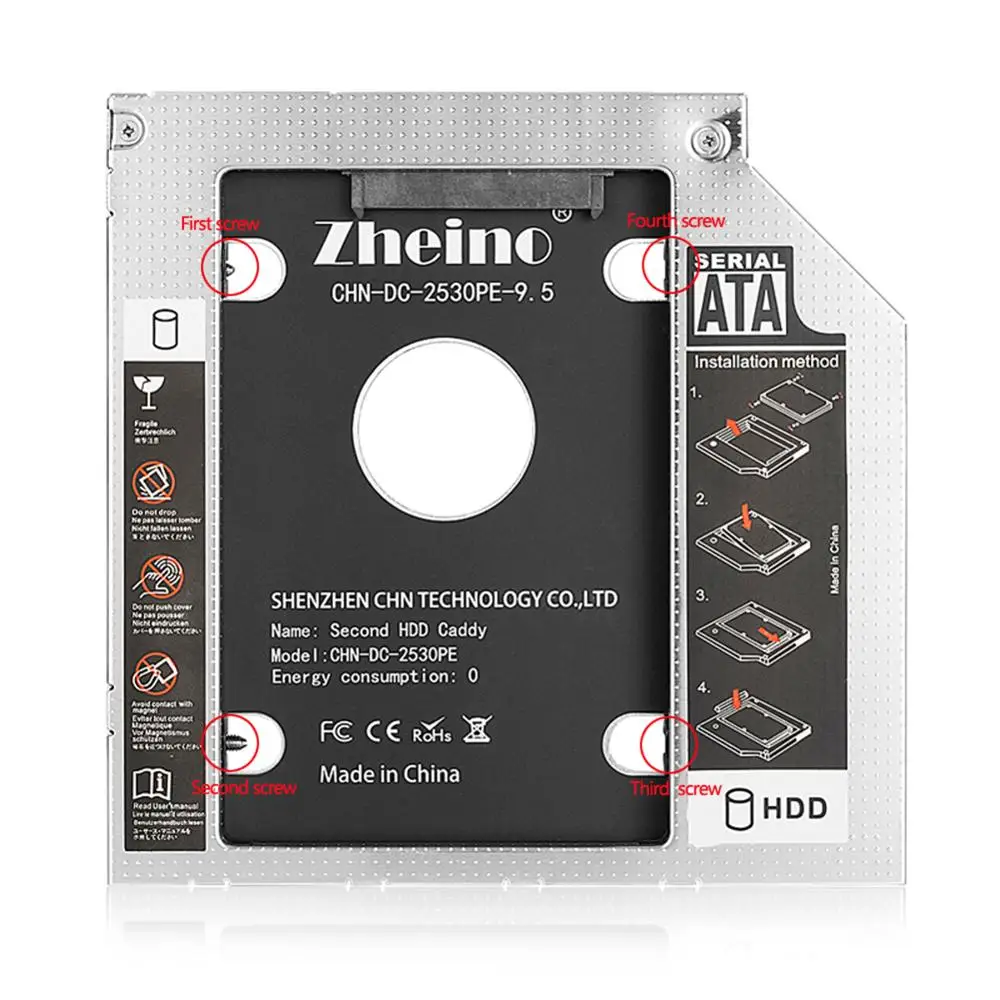 Zheino SATA HDD Caddy 9,5 мм 12,7 мм 9,0 мм 2nd SATA HDD/SSD адаптер подходит 2," жесткого диска SATA HDD SSD для ноутбука ODD DVD/CD-ROM Optibay