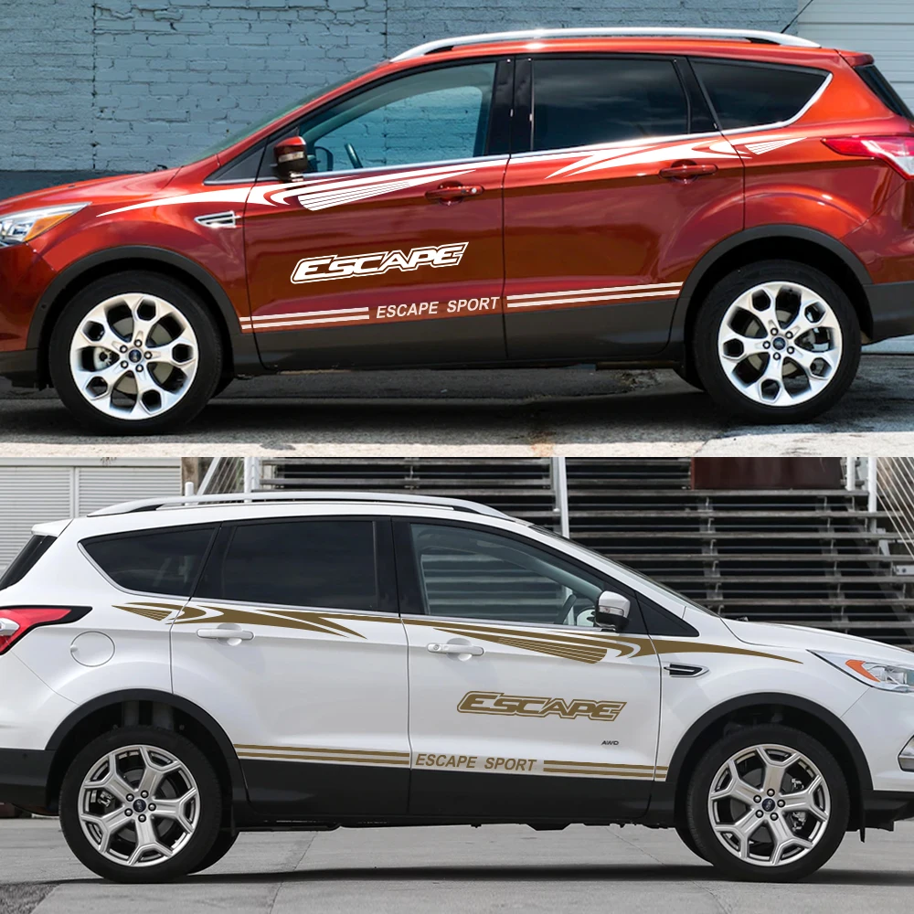 2 шт. стильная наклейка для автомобиля Ford Escape боковая полоска гоночная Спортивная декорация Авто Виниловая Наклейка Автомобильные тюнинговые аксессуары
