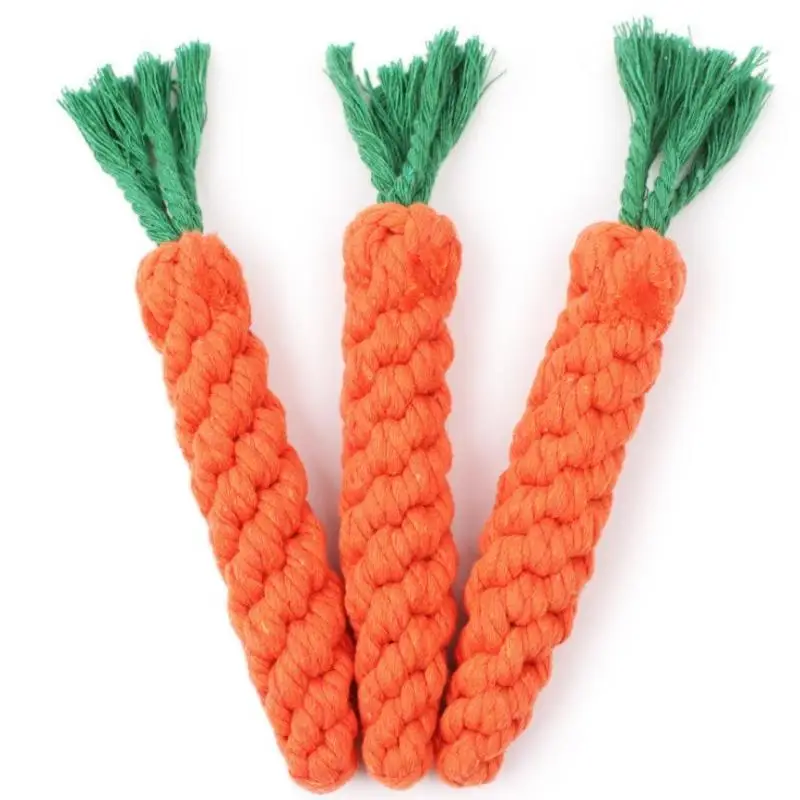 Pet Soft 1PC Carrot Pet Dog Toy Chew Funny Toy Cleaning Puppy Tug Training Bite Rope Cotton Toys Pet Gift Exerciser for Dog
