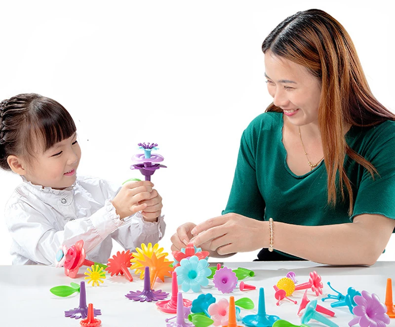 46pcs/set DIY Girls Pop Beads Flowers Interconnecting Blocks Toys  Dream Garden Series Bricks Educational Toys For Children ZXH