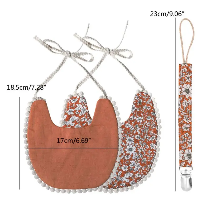 2 шт./компл. детская пустышка на цепочке с прищепкой, застёжка-зажим для малышей из хлопка и льна нагрудник комплект Слюнявчики для вытирания слюней младенцев Полотенца идеально подходит для новорожденных, подарок для новорожденных малышей