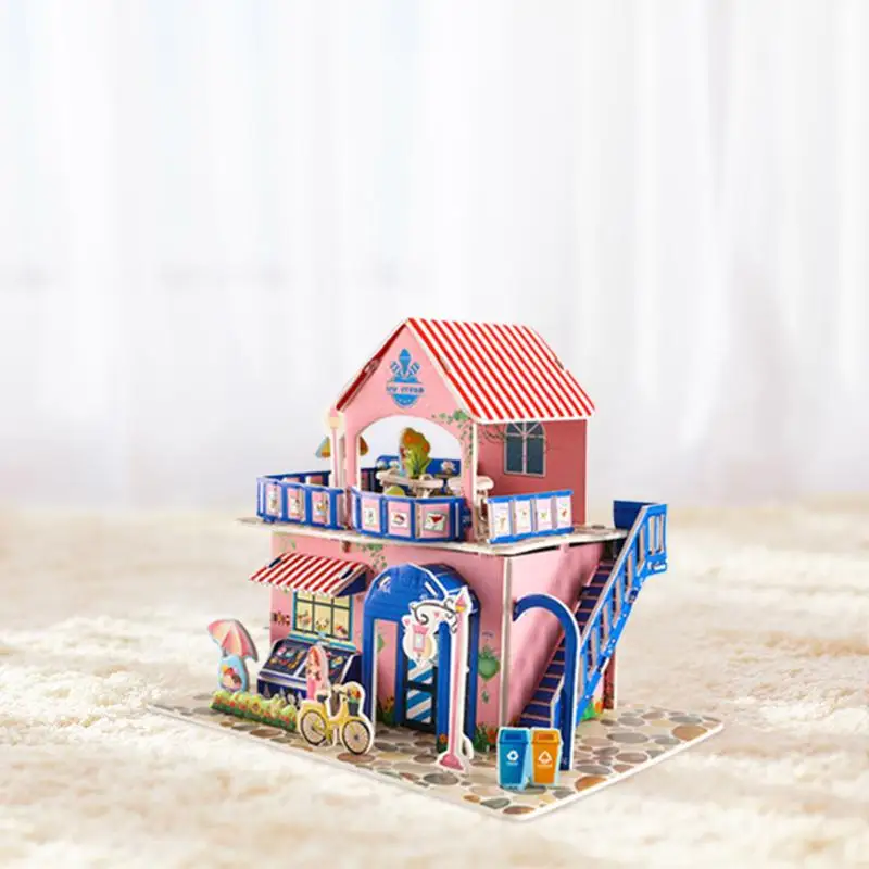 3D DIY Головоломка мультфильм замок дом Ранние развивающие игрушки детские подарки