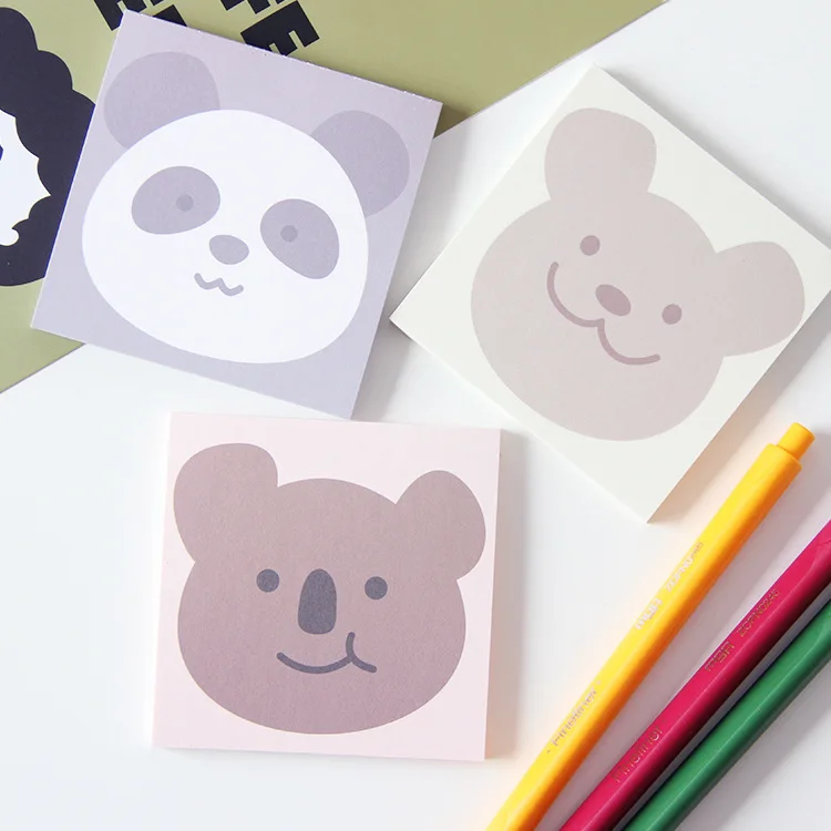 

50 Sheets Cartoon Smiling Face Koala Bear Panda Note Book Writing Pads Nothing Viscosity Memo Pad Hand Account Diary Stationery