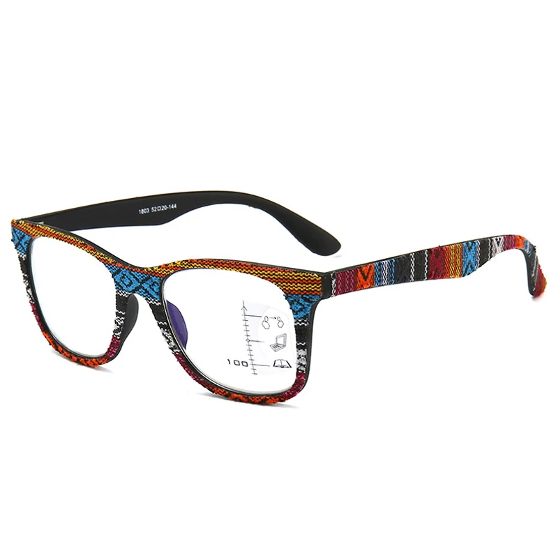Iboode Имитация древесины зерна очки для чтения многофокальные прогрессивные анти синий луч УФ-защита дальнозоркости очки для мужчин женщин - Цвет оправы: Retro Colorful Grain