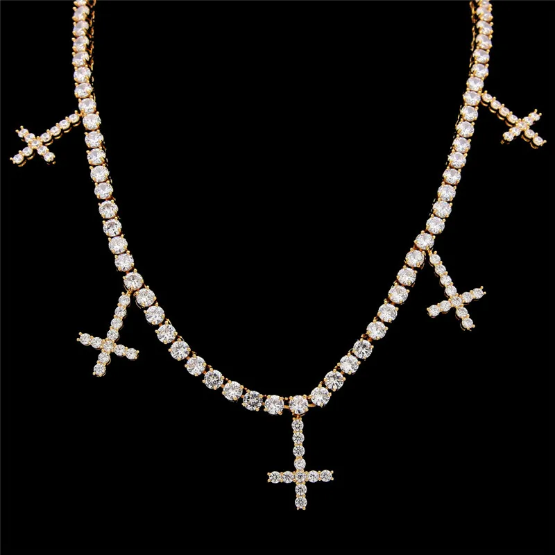 Iced Out CZ теннисное ожерелье для мужчин и женщин мода циркон крест теннисное ожерелье хип хоп ювелирные изделия