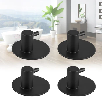 

4pcs Space Saving Single Waterproof Stainless Steel No Drilling Adhesive Hook Rustproof Bathroom Small Round Rail Home Organizer