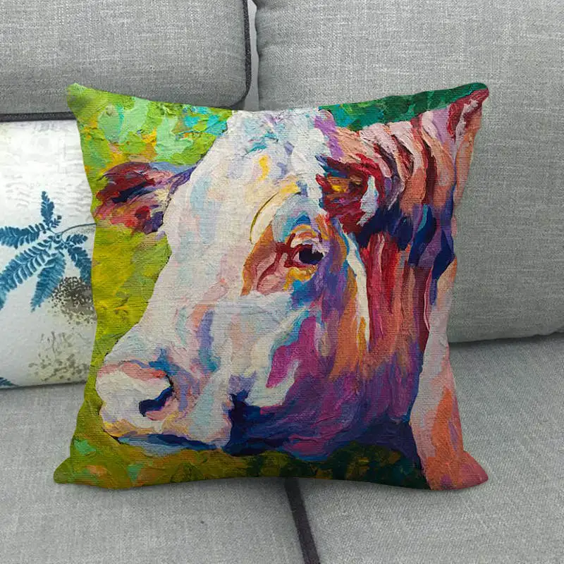 45 см* 45 см paiting farm корова дизайн лен/хлопковая подушка для дивана Чехлы диванная подушка крышка декоративная подушка для дома