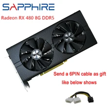 Видеокарты SAPPHIRE Radeon AMD RX 480 Видеокарта AMD Gaming PC видеокарта GPU 256bit 8 ГБ GDDR5 для игровых компьютеров б/у карта