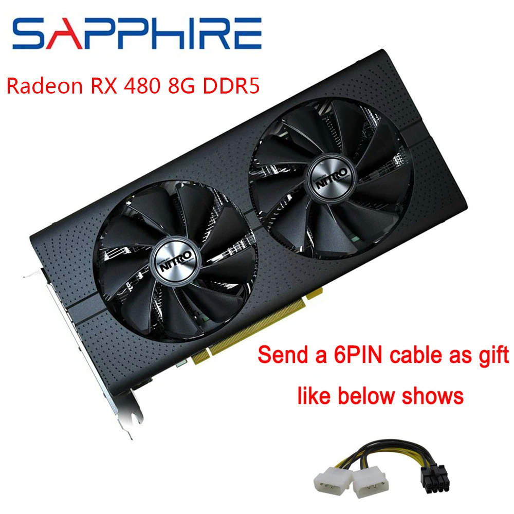 SAPPHIRE Radeon AMD RX 480 видеокарты игровая ПК Видеокарта GPU 256bit 8 ГБ GDDR5 для игровых