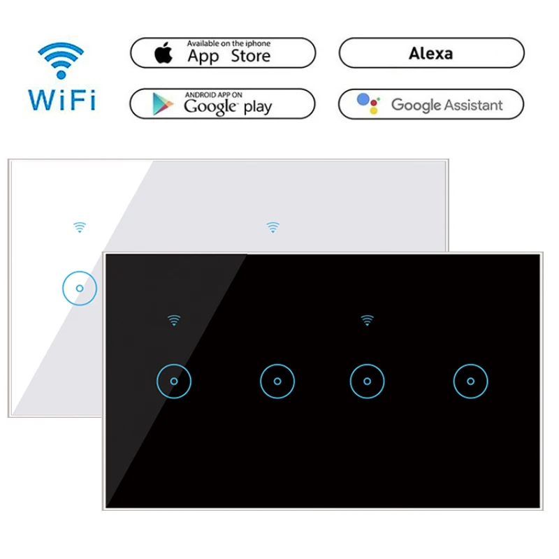Wifi умный сенсорный светильник настенный выключатель прерыватель стекло Панель