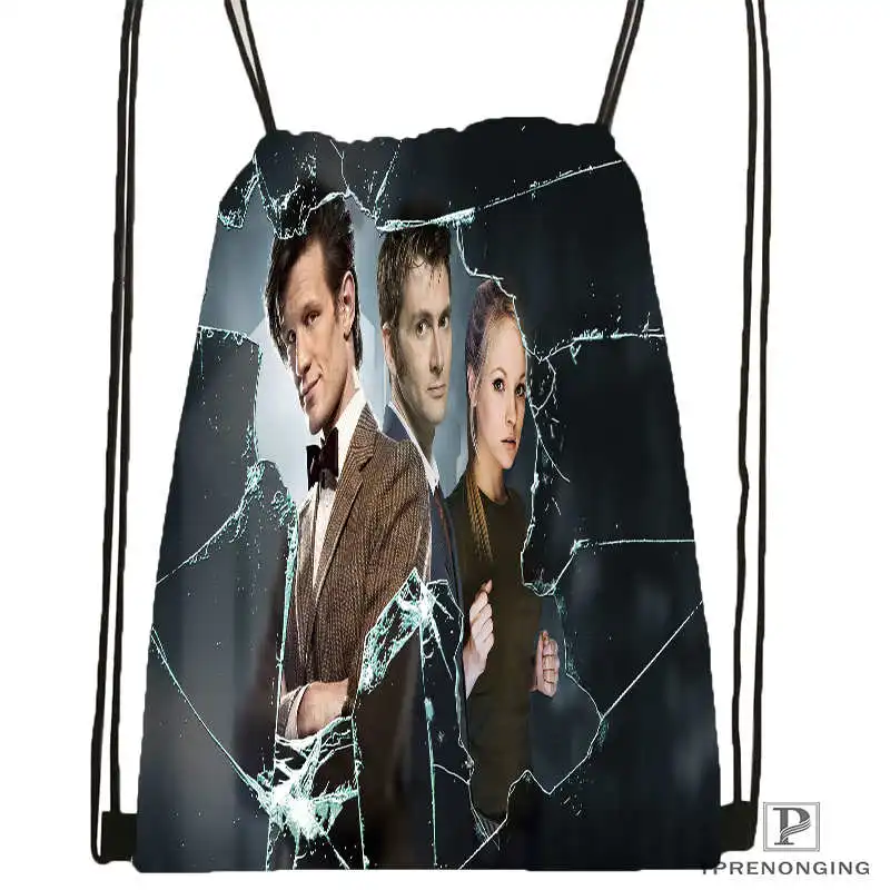 Customdoctor_who_brokenglassDrawstring рюкзак сумка для мужчин и женщин милый рюкзак(черная спинка) 31x40 см#20180611-03-152 - Цвет: Drawstring Backpack