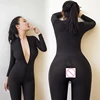 XS-7XL Sexy Open Crotch Bodycon Long Sleeve Jumpsuits Fashion Mesh See-Through Black Romper Skinny Double Zipper Overalls Femme ► Photo 1/6