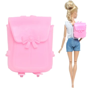 

Fashion Pink Doll Bag Plastic Bow-knot Backpack Shoulder School DIY Accessories for Barbie Doll Baby Girl Kids Dollhouse DIY Toy