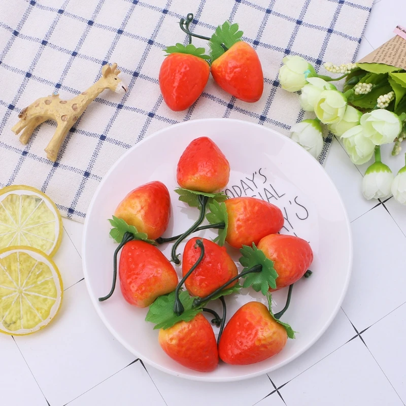 20 шт Реалистичное моделирование искусственный клубника поддельные фрукты украшения для домашнего праздника