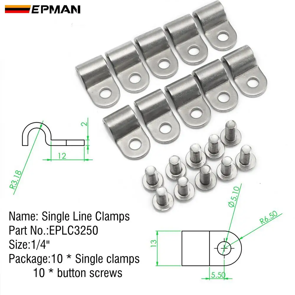 EPMAN хомуты из нержавеющей стали 3/"& 3/16"& 1/" 1 упаковка модифицированные подходит для топливной линии, воздуха, электрических, тормозных линий EPLC3375