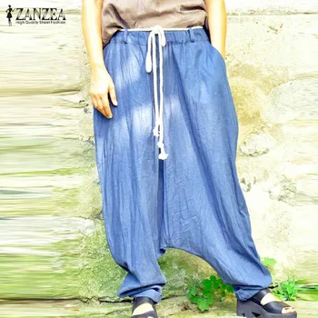 

Women Harem Pants ZANZEA Autumn Summer Plus Size Elastic Waist Drop Crotch Long Trousers Oversize Streetwear pantalon Femme 8