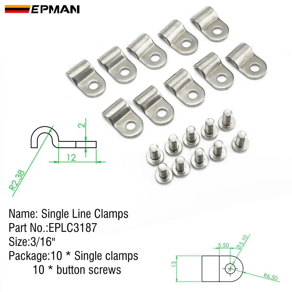 EPMAN хомуты из нержавеющей стали 3/"& 3/16"& 1/" 1 упаковка модифицированные подходит для топливной линии, воздуха, электрических, тормозных линий EPLC3375