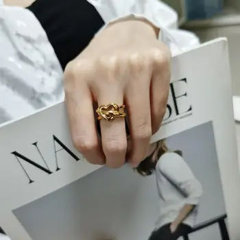 

Timeless Wonder Brass Geo Heart Band Statement Rings Women Jewelry Punk Cocktail Gothic Boho Ins Designer Top Trendy Party 5626