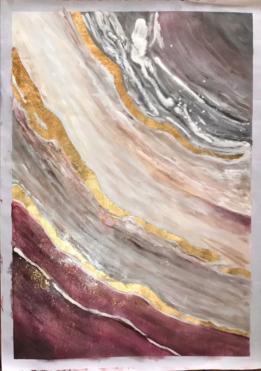 cuadros para el hogar декор для комнаты gold line abstract pictures Hand drawn oil painting on canvas wall art poster for room