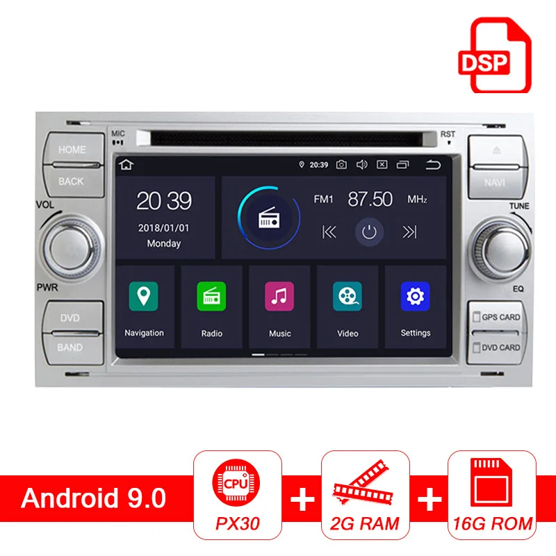 Without DSP Автотоп " Android 9,0 Автомобильный мультимедийный для Ford/Fusion/FOCUS/C-MAX/S-Max/Galaxy с gps-навигацией 4G Wifi Mirrorlink с DVD - Цвет: Without DSP