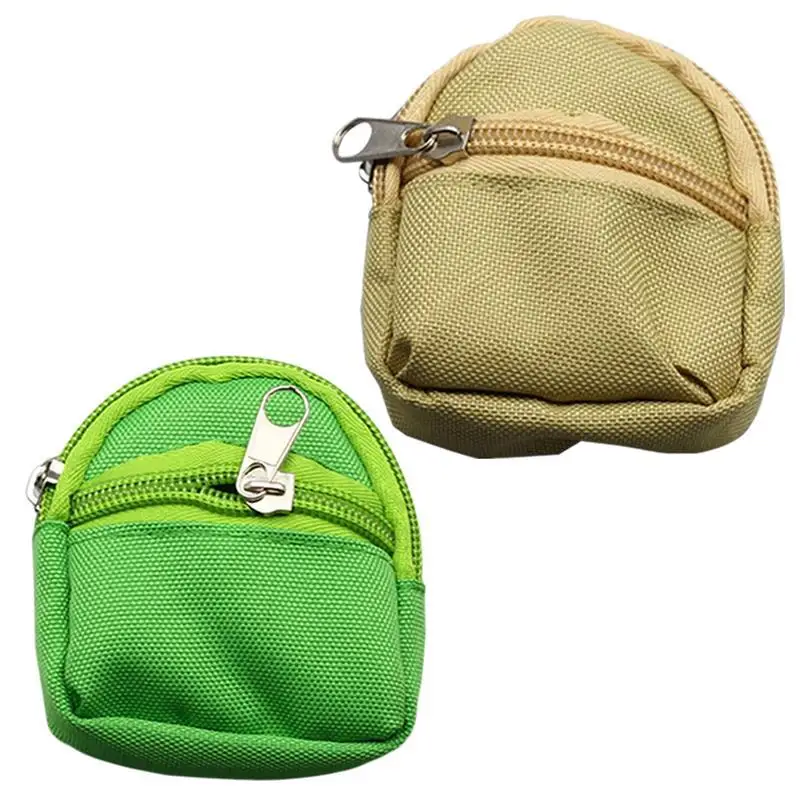 2pcs Мини-кошелек однотонного цвета, сумка для монет, кукла, милый креативный брезентовый мини-кукольный мешок для хранения монет - Color: 2pcs