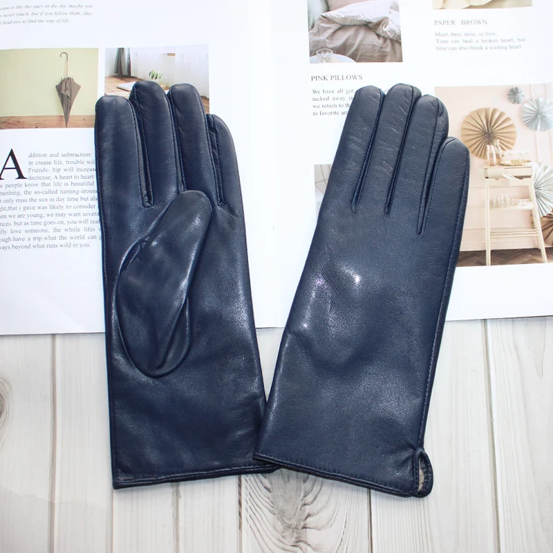 Sheepskin Gloves Women's New Knitted Lining Spring Classic Versatile Multicolor Driving Gloves Leather Autumn