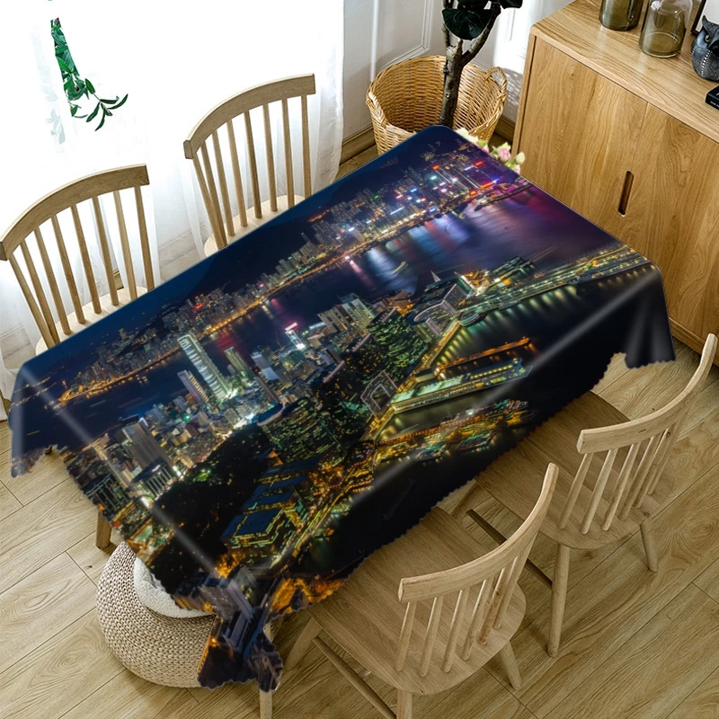 3D часы Строительство башни город Вид скатерть с рисунком утолщаются хлопок прямоугольная/Круглый Скатерти для свадьбы пикника Вечерние