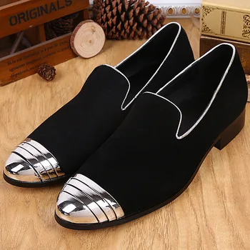 

Shoes Toe Casual British Style Erkek Ayakkab Loafers Pointed Metal Cow Leather Slip-on Genuine Leather Full Grain Leather Male