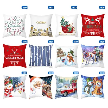 

Christmas Pillowcase Cartoon Santa Claus Cute Snowman Printed Cushion Cover Xmas Sofa Cushioncase Festival Home Decor 45x45cm