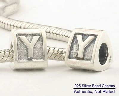 DIY подходит для Браслеты Алфавита Y Подвески 100% серебряные бусины 925 пробы