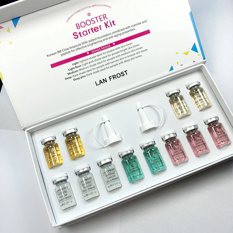 12pc Gold Serum BB крем ампульная смесь стартовый набор 12 шт. отбеливание акне исцеление, лечение мезо белая Дерма белая Корея 8 мл ампула bb крем свечение - Цвет: 12pc Gold Serum