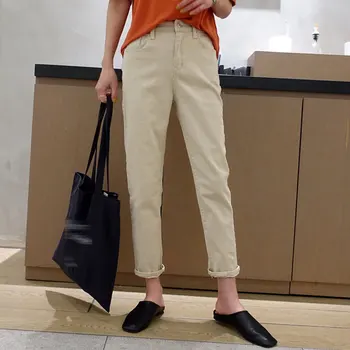 

Women Casual Jeans Loose Korean Style High Waist Ladies Ankle-Length Vintage Denim Pencil Jeans