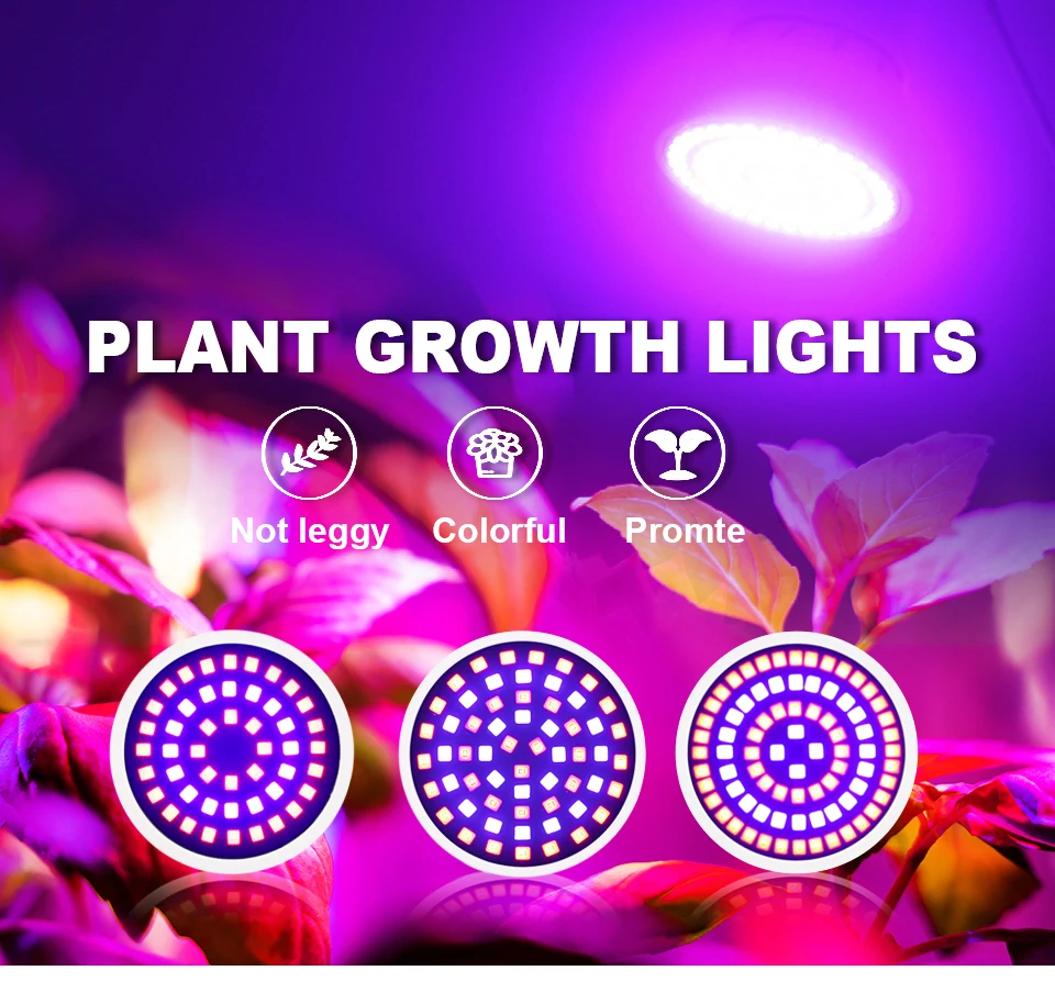 Ampoule LED Croissance Plante 28W Spectre Complet E14/GU10 - 16 Rouge + 8 Bleu + 2 Blanc Chaud + 2 Blanc, 85-265V