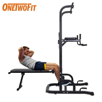 

ONETWOFIT Pull Up Bar Power Tower With Bench Bar Adjustable Pull Up Home Gym Workout Station Multi-functional Fitness Equipment