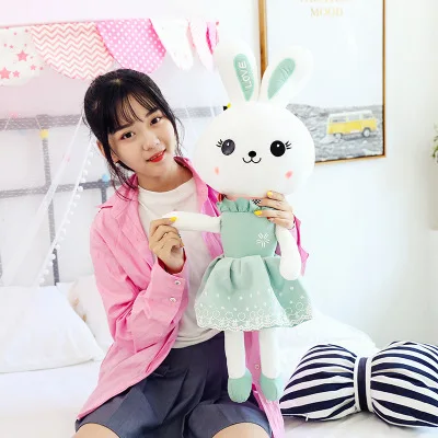 

Cute Princess Rabbit Plush Toy Doll Girl Birthday Gift White Rabbit Plush Pillow Children Rag Doll Ae111