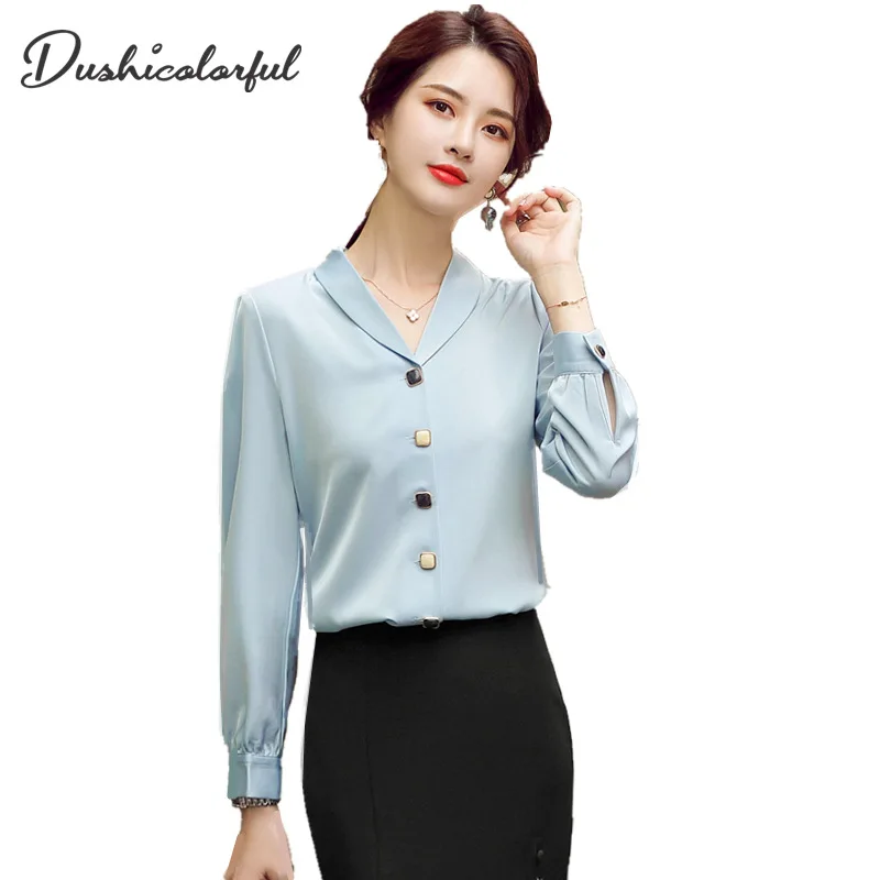 

2020 autumn Women Blouse Korean Long Sleeve Womens Tops Blouses White Blouse Loose Ladies Office Work Tops Button Down Shirts
