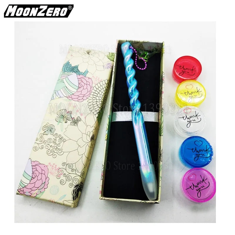 1 Blue pen 5 wax Новая Радужная красочная ручка с цепочкой, аксессуары для вышивки, восковая алмазная живопись, вышивка крестиком, точечный сверлильный инструмент для выкладывания мозаики, наборы - Цвет: 1 Blue pen 5 wax
