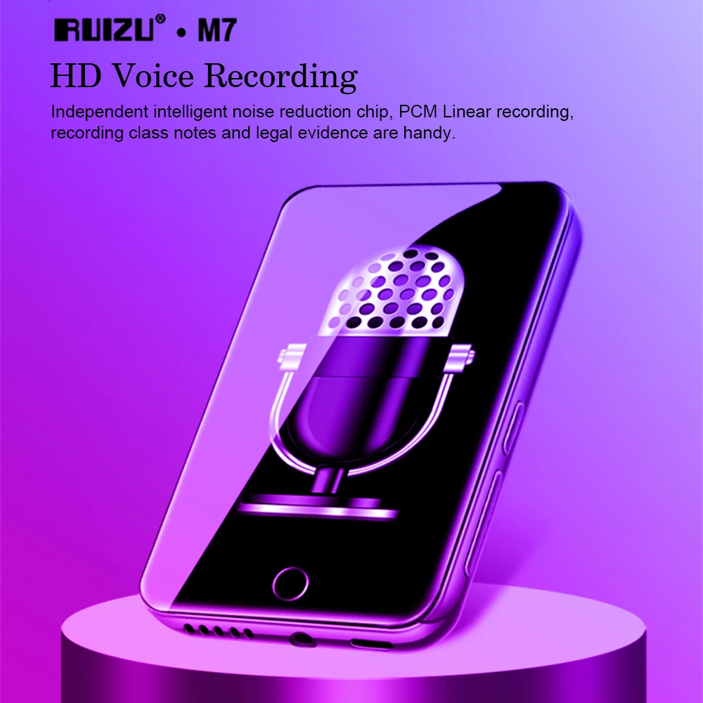 RUIZU M7 MP3 плеер Мини Портативный hifi FM радио Электронная книга шагомер видео плеер 2," Полный сенсорный экран Bluetooth 4,0 музыкальный плеер