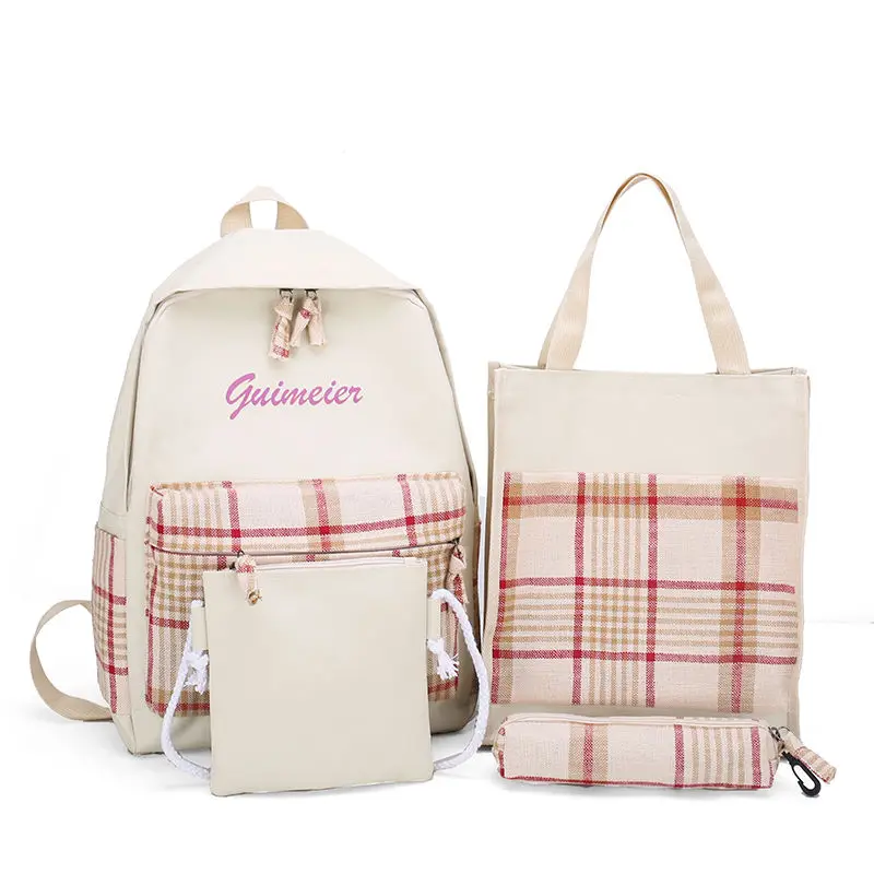 4 шт./компл. рюкзак школьный портфель холщовый мешок сетки сумки Колледж путешествия рюкзаки Mochila портфели для девочек