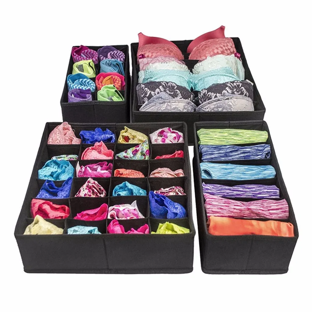 Набор из 4 комод для белья Органайзер складной ящик для хранения комплект делителей ящика