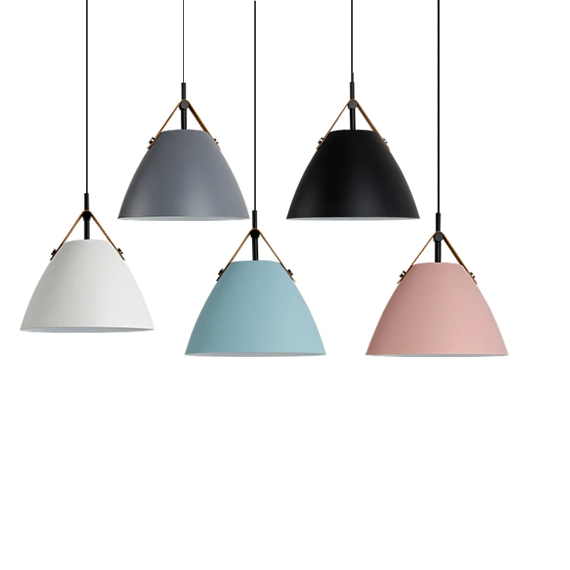 Nordic denmark macaron single head pendant lamp bedside dining room personality belt | Лампы и освещение