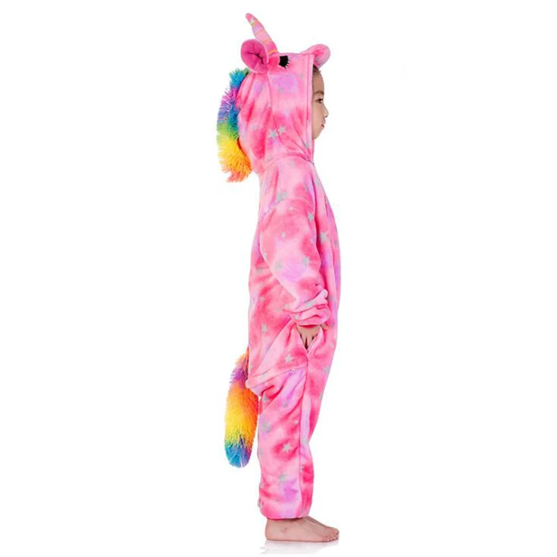 Kid Color Unicorn Cosplay Kigurumi Onesies Child Cartoon Winter Anime Jumpsuit Costume For Girl Boy Animal Sleepwear Pajamas