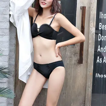 

Velvet Bra Sets Retro Solid Color Bralette Set Fashion Seamless Comfy Wire Free Bra With Panties Set 2019