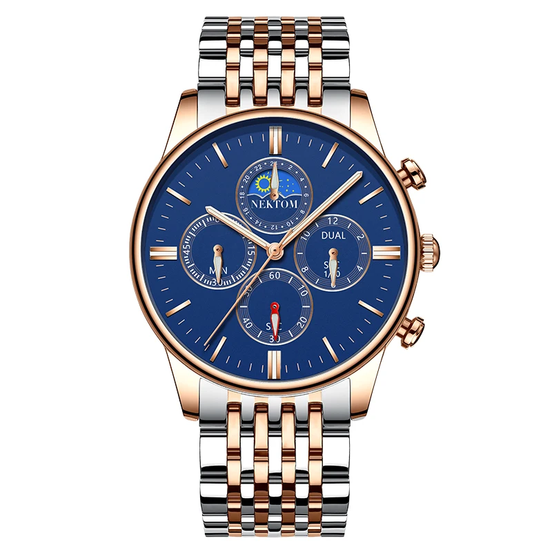 NEKTOM2020 Luxury Business Casual Men's Watch Fashion Trend Party Dress Up Waterproof Steel Belt Quartz Chronograph NEKTOM2020 Luxury Business Casual Men's Watch Fashion Trend Party Dress Up Waterproof Steel Belt Quartz Chronograph
