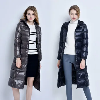 

Women Winter Down Jacket Long Down Coat Female Fashion Jacket Hooded Warm Clothes Thick Slim Jackets Ladies Clothes W1105